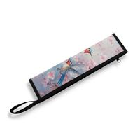 COEQINE Portautensili da viaggio con colibrì in fiore di ciliegio, custodia da viaggio per posate estetica, borsa per il trasporto con manici portatile rosa blu