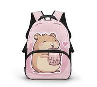 COEQINE PreSchoolbag per bambini 4-6 mini zaino ragazze bambino carino piccola borsa con tasca frontale con cerniera asilo nido, Pink Capy Biba Tea Latte Lovely, 40cm fit 3-6 Year
