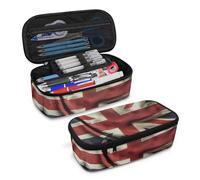 COEQINE Set di astucci carini con borsa per cancelleria, per ragazze, grande, per cosmetici, pennelli da trucco, borsa per la scuola e i viaggi, Bandiera della Gran Bretagna, Taglia unica, Organizer