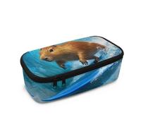 COEQINE Set di astucci carini con borsa per cancelleria, per ragazze, grande, per cosmetici, pennelli da trucco, borsa per la scuola e i viaggi, Surf Capibara, Taglia unica, Organizer per borse