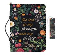 COEQINE She Reads Truth Bible Custodia per donne nero floreale segnalibro e copertine impermeabili per libri Bibbia per donna in pelle borsa per il trasporto di forniture di studio borse borsa 32,6 x