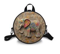 COEQINE Simpatica borsa a tracolla da donna borsa a tracolla per donna borsa circolare in pelle con cerniera mini zaino per la scuola, Stampa elefante in rilievo