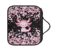 COEQINE Simpatica custodia per ferri da maglia da donna con stampa Axolotl Cherry Blossom Organizer portatile per ganci, aghi, casa, viaggi, progetti all'uncinetto