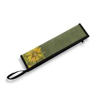 COEQINE Sunflower - Custodia per posate da tavola con manico, per feste di laurea, utensili da viaggio, con manici, motivo floreale verde alla moda