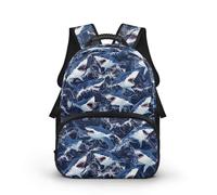 COEQINE Zaini per bambini dai 3 ai 4 anni, borse per libri in età prescolare per bambini in età prescolare con etichette per nomi elementari, Shark Camo, 40cm fit 3-6 Year