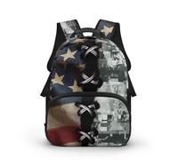 COEQINE Zaini per bambini dai 3 ai 4 anni, borse per libri in età prescolare per bambini in età prescolare con etichette per nomi elementari, Bandiera Americana Camo, 40cm fit 3-6 Year