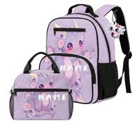 COEQINE Zaino carino per bambini con scatola per il pranzo 2 pezzi personalizzato borsa per la scuola leggera borsa per pannolini Daypack,33 cm, Drago Viola Carino, M, Designer