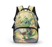 COEQINE Zaino da 16-44 cm per ragazzi dai 3 ai 6 anni, leggero, traspirante, per scuola materna, borsa per libri per studing, Drago verde., 40cm fit 3-6 Year