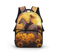COEQINE Zaino da 40-43 cm per la scuola del bambino delle ragazze della scuola materna zaino per la scuola materna per la ragazza 3-4 Bookbag per bambini piccoli, Ragazze Cowboy Girasole, 40cm fit 3-6