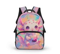 COEQINE Zaino per bambine dai 3 ai 6 anni Axolotl Borsa per la scuola per bambini Kawaii Bookbag per asilo Sackpack Mochilas Para Niñ, Kawaii Axolotl Boba Latte, 40cm fit 3-6 Year