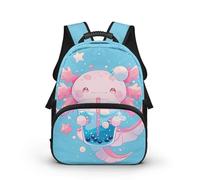 COEQINE Zaino per bambine dai 3 ai 6 anni Axolotl Borsa per la scuola per bambini Kawaii Bookbag per asilo Sackpack Mochilas Para Niñ, Stelle Blu Axolotl Boba Milk, 40cm fit 3-6 Year