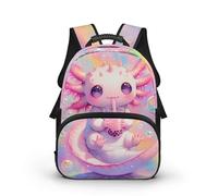 COEQINE Zaino per bambine dai 3 ai 6 anni Axolotl Borsa per la scuola per bambini Kawaii Bookbag per asilo Sackpack Mochilas Para Niñ, Rosa Axolotl Boba Tea Milk, 40cm fit 3-6 Year