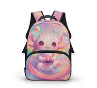 COEQINE Zaino per bambine dai 3 ai 6 anni Axolotl Borsa per la scuola per bambini Kawaii Bookbag per asilo Sackpack Mochilas Para Niñ, Tè al latte Axolotl Boba Rosa, 40cm fit 3-6 Year