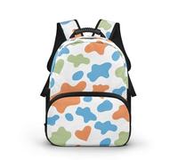 COEQINE Zaino per bambini da 3 a 5 anni con tasca frontale con cerniera per bambini borsa per libri Mochilas Para Niñ, Stampa mucca arcobaleno, 40cm fit 3-6 Year