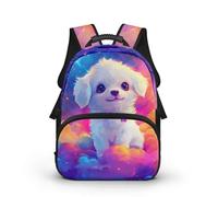 COEQINE Zaino per bambini da 40,6 cm per la scuola per bambine dai 4 ai 6 anni, zaino Mochilas Para Niñ, Space Maltese Cane, 40cm fit 3-6 Year