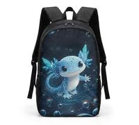 COEQINE Zaino per bambini e bambine, con spallacci regolabili, per computer portatile, per bambini, adulti, viaggi, scuola, biblioteca, arrampicata all'aperto, Axolotl Blu Scuro Oceano Stellato, M