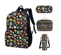 COEQINE Zaino per bambini Ragazze Ragazzi Cool Cartoon Cars Zaino Scuola Set per Bambini Lunch Box Astuccio Astuccio Bottiglia Portatile, Palline colorate