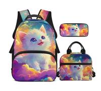 COEQINE Zaino per ragazze con portapranzo e scatola per matite Set 4 6 8 10 Set di libri scolastici per ragazzi di 1° grado 3 pezzi, Carino Otter Dormire