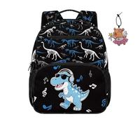 COEQINE Zaino scolastico per bambine e ragazze, borsa per libri scolastici per bambini, borsa per pannolini con portachiavi, 34,2 cm, Dino Galaxy Car