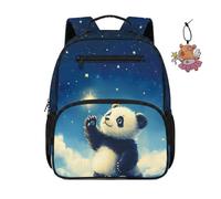 COEQINE Zaino scolastico per bambine e ragazze, borsa per libri scolastici per bambini, borsa per pannolini con portachiavi, 34,2 cm, Galassia Panda