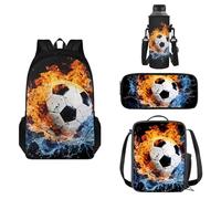 COEQINE Zaino scolastico per bambini da 8 a 12 anni, con borsa per libri e portapranzo abbinata, con porta bottiglia d'acqua, 4 pezzi, per scuola materna, scuola materna, zaino casual da viaggio, 3d,