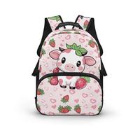 COEQINE Zaino scuola per ragazze 3-18 carino bookbag rosa bambini asilo scuola materna scuola scuola per bambini, Kawaii Fragola Mucca Latte Bella Rosa, 40cm fit 3-6 Year