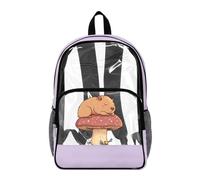 COEQINE Zaino trasparente da 17 pollici per ragazzi 8-12 anni borsa per libri scolastici resistente per bambini vedere attraverso lo zaino per eventi allo stadio, Fungo Capibara Viola