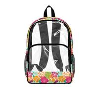COEQINE Zaino trasparente da 17 pollici per ragazzi 8-12 anni borsa per libri scolastici resistente per bambini vedere attraverso lo zaino per eventi allo stadio, Multicolore Floreale