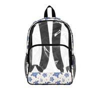 COEQINE Zaino trasparente da 17 pollici per ragazzi 8-12 anni borsa per libri scolastici resistente per bambini vedere attraverso lo zaino per eventi allo stadio, Tartaruga marina blu
