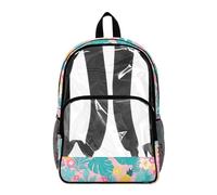 COEQINE Zaino trasparente da 17 pollici per ragazzi 8-12 anni borsa per libri scolastici resistente per bambini vedere attraverso lo zaino per eventi allo stadio, Rosa floreale tropicale