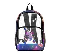 COEQINE Zaino trasparente da 17 pollici per ragazzi 8-12 anni borsa per libri scolastici resistente per bambini vedere attraverso lo zaino per eventi allo stadio, Axolotl Galaxy Viola