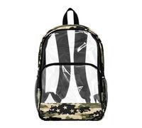 COEQINE Zaino trasparente da 17 pollici per ragazzi 8-12 anni borsa per libri scolastici resistente per bambini vedere attraverso lo zaino per eventi allo stadio, Camo su Verde