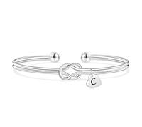 COEROW Bracciale Donna con Nodo Infinito e Ciondolo Iniziale A, Argento (C)