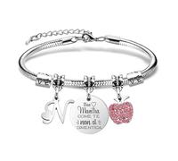 COEROW Braccialetti Iniziali 26 Lettere per Apprezzamento Insegnante, Gioielli Donna per Professore, Mela Bracciale Regalo Del Giorno Dell'Insegnante (N)