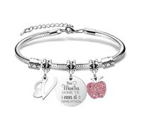 COEROW Braccialetti Iniziali 26 Lettere per Apprezzamento Insegnante, Gioielli Donna per Professore, Mela Bracciale Regalo Del Giorno Dell'insegnante (V)