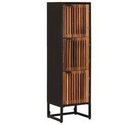 Coespram Armadietto alto in legno di mango, 35 x 30 x 120 cm, comò con 3 | Armadio sottile per soggiorno e corridoio. Offre molto spazio dietro tre ante su una superficie compatta.