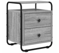 Coespram Comodino con 2 cassetti, 40 x 36,5 x 50 cm, grigio sonoma | Il comodino compatto per camera da letto con scomparto e struttura in metallo offre stabilità e una comoda impugnatura.