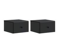 Coespram Comodino montaggio a parete, set da 2 pezzi, nero, 34,5 x 33 x 20 | Cassettiera sospesa salvaspazio per camera da letto e soggiorno con pratici cassetti per una conservazione ordinata.