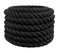 Coespram Corda in cotone nero, 5 x 500 cm, a 3 strati, per macramè | Filo robusto per progetti creativi in soggiorno, decorazione di vasi di fiori e tessitura versatile.