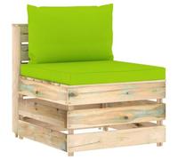 Coespram Divano da giardino modulare in legno con cuscino verde, 1 pezzo | Possibilità di espansione flessibile per terrazza, balcone o giardino. Include cuscini per seduta e schienale di colore verde