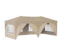 Coespram Gazebo pop-up per feste, 6 x 3 m, con pannelli laterali, color crema