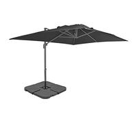 Coespram Ombrellone 4 x 3 m con supporto per ombrellone antracite, con manovella, inclinabile e girevole a 360°, per giardino, terrazza, con telaio in alluminio e base riempibile