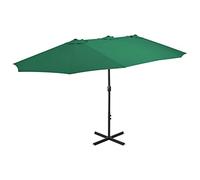 Coespram Ombrellone doppio con manovella, 460 x 270 cm, ombrellone da giardino con robusto palo in alluminio e 12 stecche, grande ombrellone da terrazza con base a croce per giardino e terrazza, verde