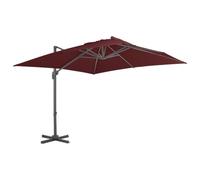 Coespram Ombrellone sospeso, 400 x 300 cm, inclinabile a 360°, con manovella in alluminio e base a croce, grande ombrellone per giardino e terrazza, rosso bordeaux