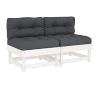 Coespram Set di 2 divani centrali da giardino in legno massiccio, cuscini | Espansione modulare per lounge in terrazza e giardino, include cuscini imbottiti color antracite.