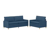 Coespram Set di 2 divani imbottiti in tessuto blu, set da 5 posti | Divano moderno in tessuto con morbida imbottitura in schiuma e robusto telaio in metallo per il soggiorno.