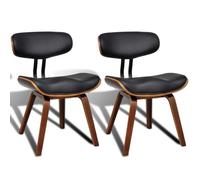 Coespram Set di 2 sedie da pranzo in legno di buio, ecopelle, colore nero e | Sedie imbottite moderne con telaio in legno curvo e gambe in metallo robuste per sala da pranzo, cucina e soggiorno.