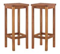 Coespram Set di 2 sgabelli da bar in legno massiccio di acacia, per esterni | Robusta sedia in legno Duo con comodo poggiapiedi per balcone, terrazza e giardino. Superficie oliata di facile manutenzione.