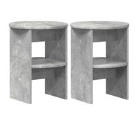 Coespram Set di 2 tavolini in legno grigio cemento, diametro 40 x 50 cm | Cassettiera rotonda compatta per soggiorno e camera da letto con 2 livelli per riporre in ordine le piccole cose quotidiane.