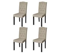 Coespram Set di 4 sedie da pranzo imbottite in tessuto marrone cammello | Quattro eleganti sedie imbottite in design Chesterfield per cucina, sala da pranzo o soggiorno con comodo schienale.